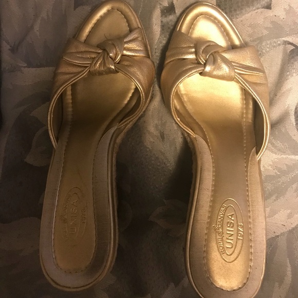 Gold Rope Canvas Wedge Sandals - Picture 2 of 7